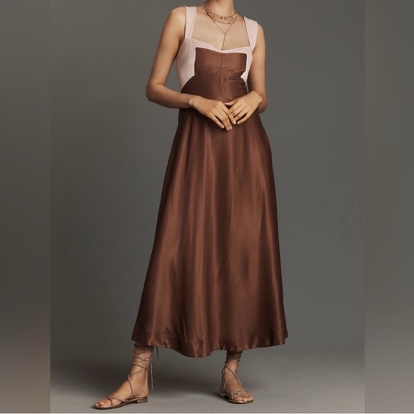 Anthropologie Dresses & Skirts - Elegant Brown and Pink Maxi Dress